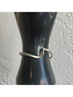 Modernist .925 Sterling Silver Vintage Mexico Abstract Cuff Bracelet One Size